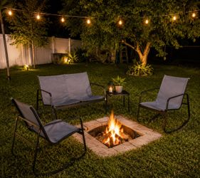 4-Piece Outdoor Patio Conversation Set – Rocking Chairs & Loveseat