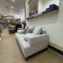 Fabric sofa samples in the store