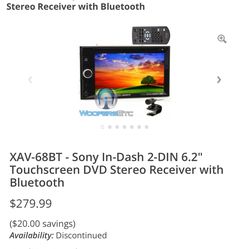 Touchscreen Sony Double Din Stereo