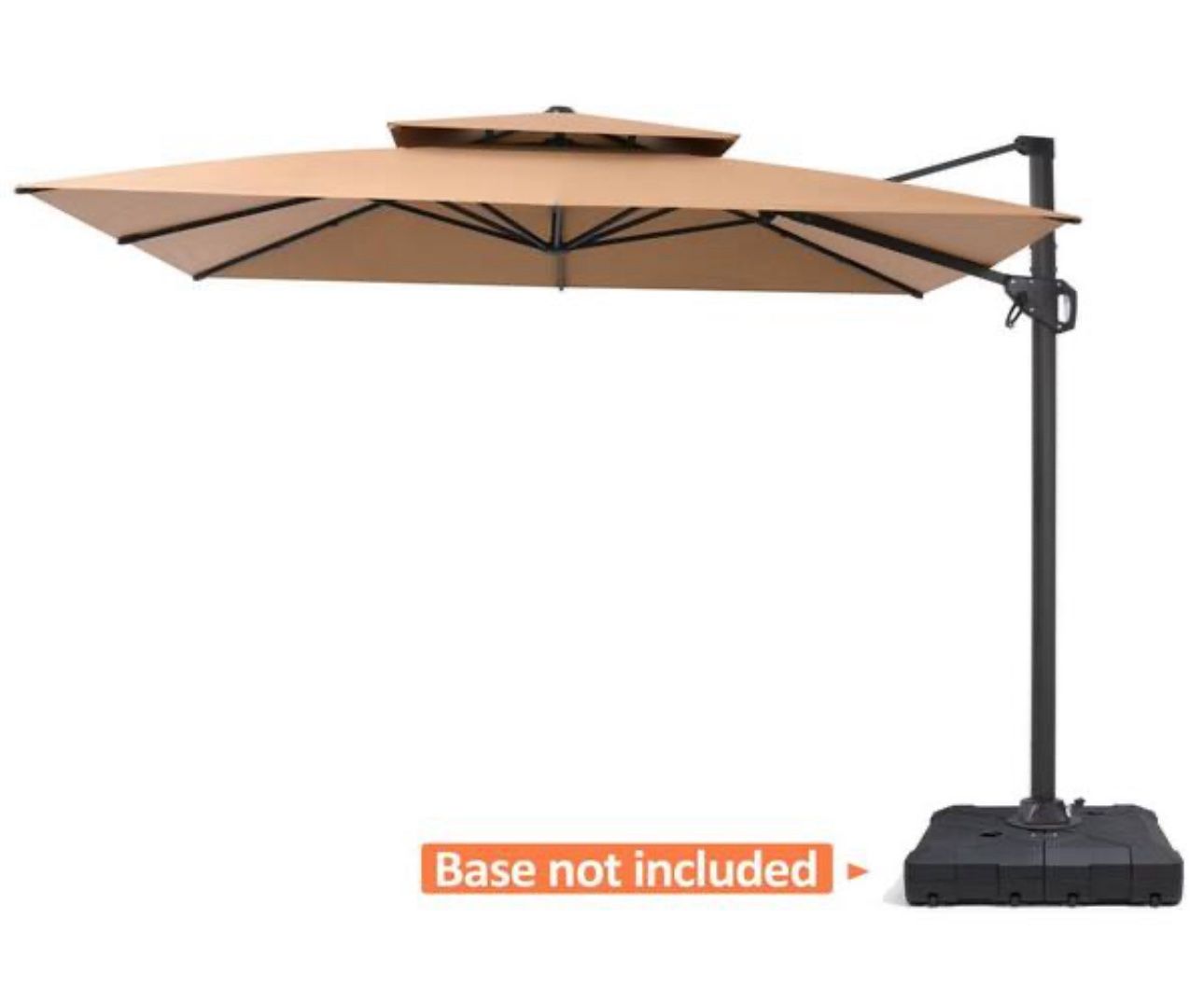10 ft. Square 2-Tier Top 360° Rotation Aluminum Cantilever Tilt Outdoor Patio Umbrella in Tan