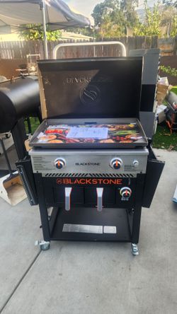 Blackstone Outdoor Combo Griddle, 28 Inch 2-Burner Flat Top Grill with Air Fryer and Hood, Black