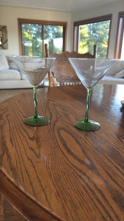 Green stem martini glasses