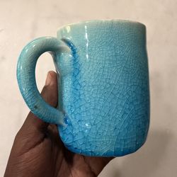 Vintage Pisgah Forest Pottery Turquoise Crackle Glaze Mug