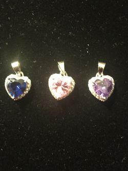 Sterling Silver blue, pink or Amethyst CZ, Pendant Only.