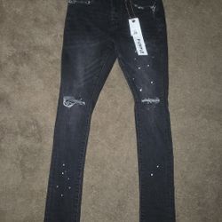 P001 Black Overspray Purple jeans