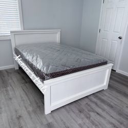 Full Solid Wood Bed With Mattress $400
