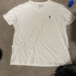 White Large Polo V-neck Shirt