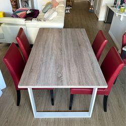 Set of 4 Crate and Barrel Lowe Red Dining Chair