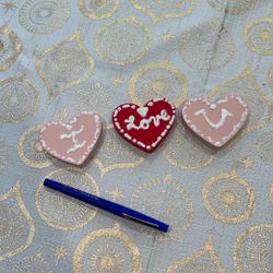 Valentine, Wood Hearts, Pink And Red Table Decor