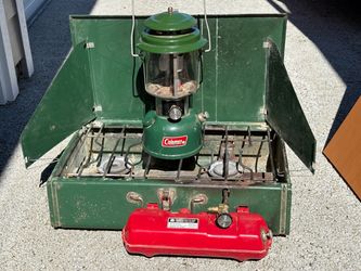 Vintage Coleman 2-Burner Camp Stove with Lantern