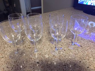 6 vintage etched crystal wine glasses