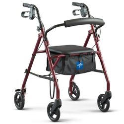 Medline Rolling Walker with Seat & Storage 