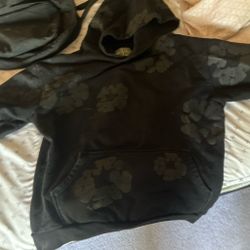 Denim tears Black Floral Print Pullover Hoodie