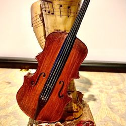 Violin music notes themed candle holder H12xW4.5 inch Lbs 2.7  Solid quality composite resin sculpture candle holder Violin in Excellent like new cond