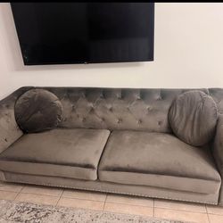 Suede Grey Couch 