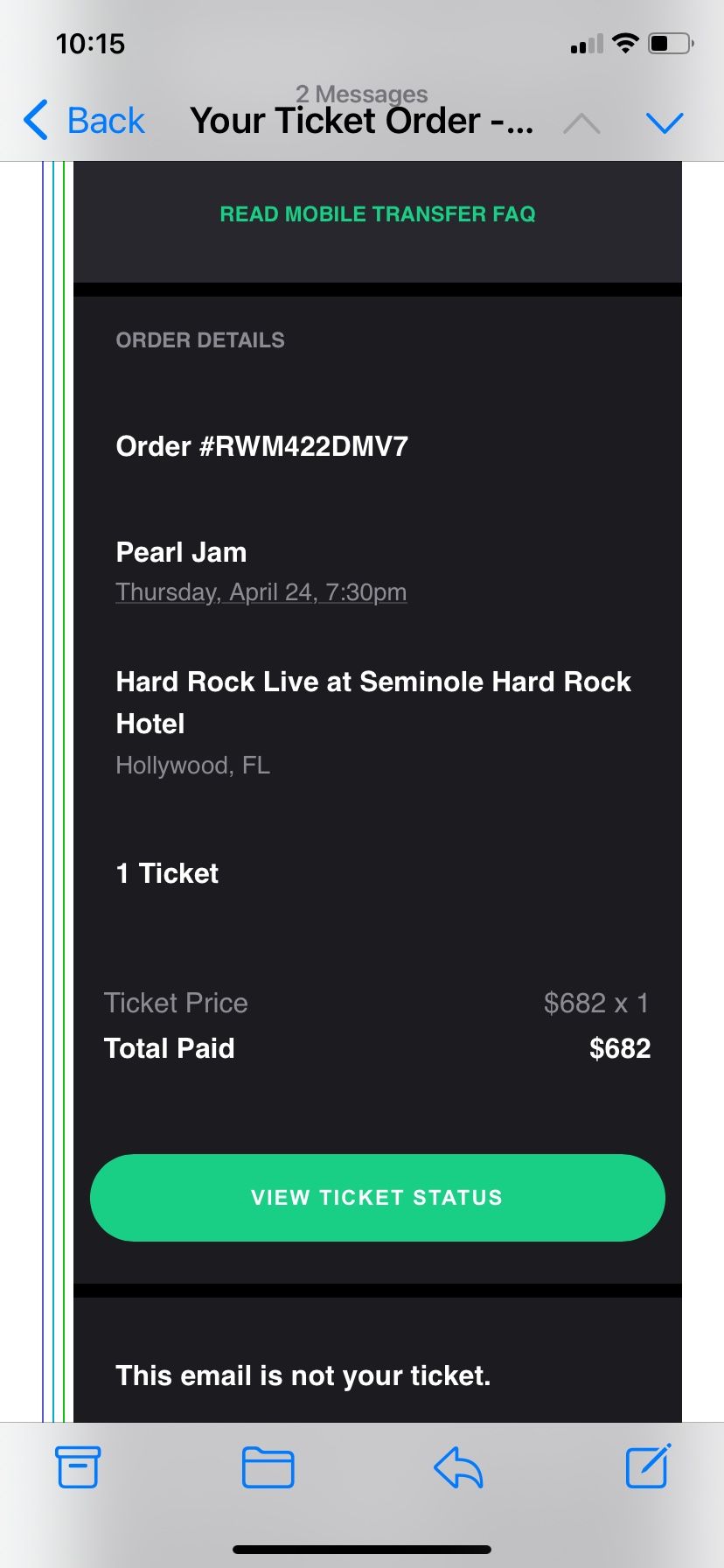 Pearl Jam Ticket