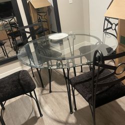 Glass Round Black Table 