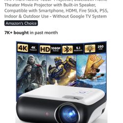 HAPPRUN Native 1080P Projector, Bluetooth Home Theater Movie Projector with Built-in Speaker, Compatible with Smartphone, HDMI, Fire Stick, PS5, Indoo