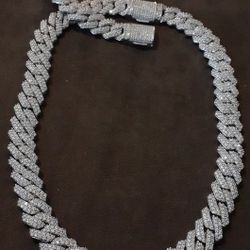 White Gold Cuban Set 14K Gold Plated Doesn't Loses Color 