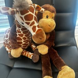 Giraffe And Monkey Plush Bundle 