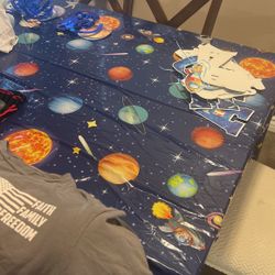 Space Table Cloth “Plastic” Comes With Happy Birthday Banner 
