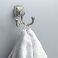 Flynn Brushed Nickel Double-Hook Wall Mount Towel Hook