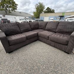 2 Pc Dark Gray Fabric Sectional Couch - I’ll Deliver!