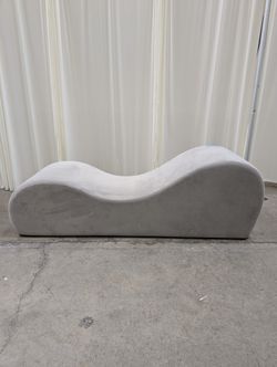 Light Beige Upholstered Curved Sofa