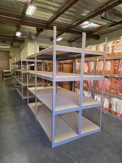 4 Tier Shelving 48 in W x 24 in D American Made Used Heavy Duty Steel Boltless Storage Rack Delivery Available