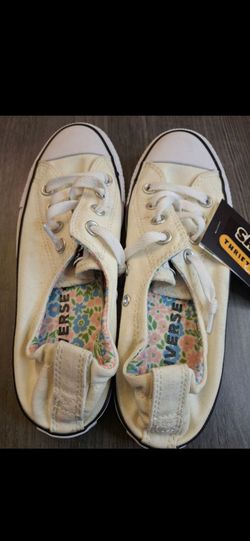Women's Girls Size 7 Converse Slip On All Star Low Floral White