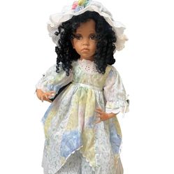 Vtg  Paradise Galleries Donna Rubert Porcelain 24'' African American Doll Kaylee