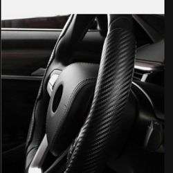 2 Pc Universal Steering Wheel, Cover, Carbon Fiber Slip