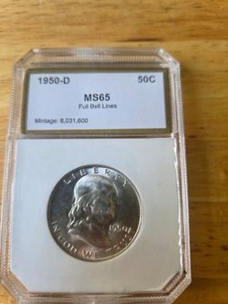 1950 D PCI FRANKLIN HALF DOLLAR MS65 FBL