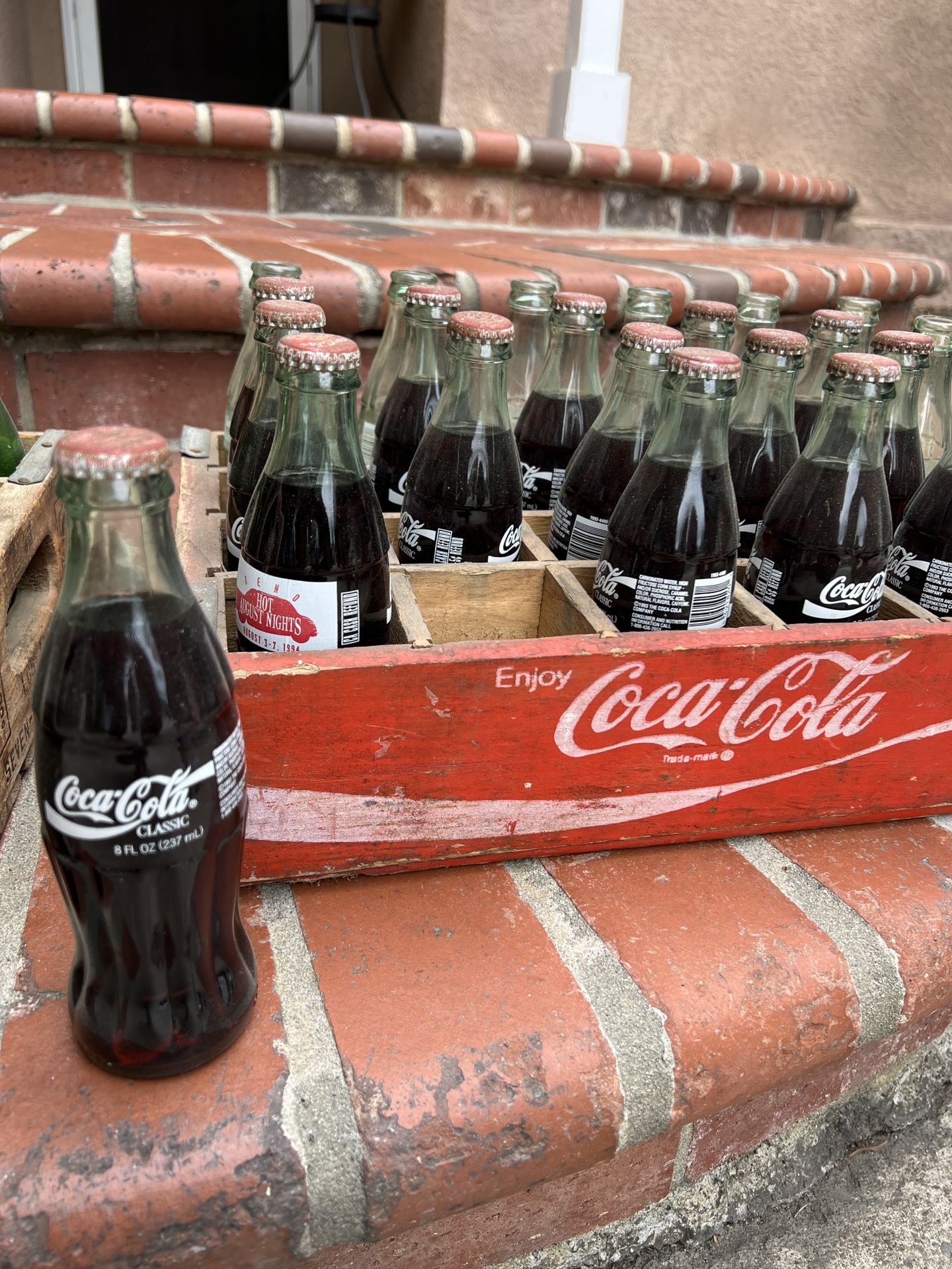 Antique Soda Crates With Bottles