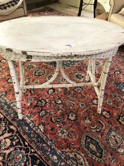 Large antique wicker side table