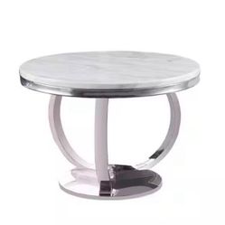Lexington 43.5 in. L Round White Faux Marble Dining Table (Seats 4)