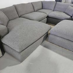 Elyza Gray 4 Piece Modular Cloud Sectional Sofa With Chaise /P