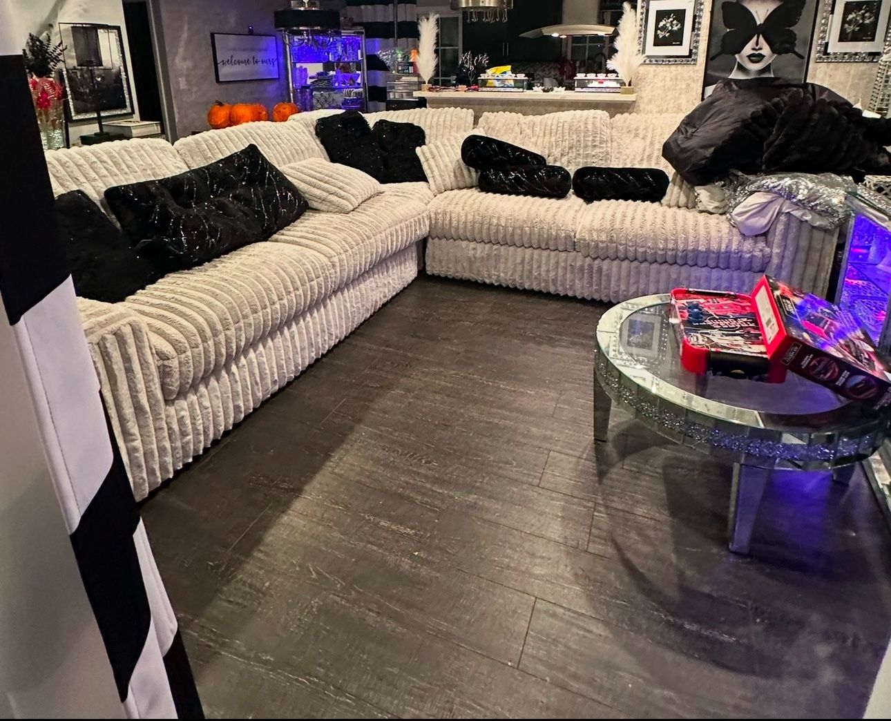 Corduroy L Shaped Sofa