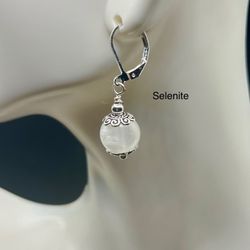Selenite Genuine Stone Handmade Earrings