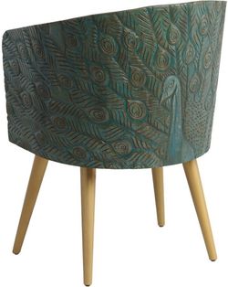 Rare Wold Market teal wooden peacock chair