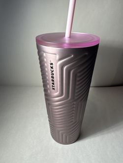 Rare 2023 Starbucks Pink & Metallic Maze Cold Cup Tumbler – 24oz