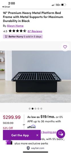 Queen - Platform Bed  -  sturdy  - Bed frame - metal