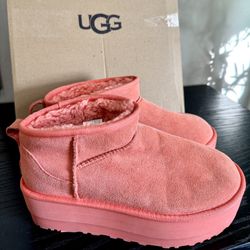 UGG Classic Ultra Mini “Vibrant Coral” boots size 9