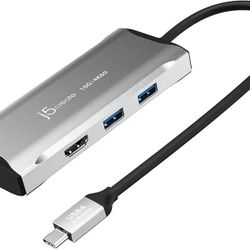 j5create USB C Hub - 4K 60Hz HDMI, 2 USB-A 10Gbps, USB-C 10Gbps with PD 100W, Ethernet