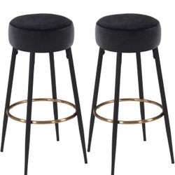 4 Black And Gold Counter height  Stools