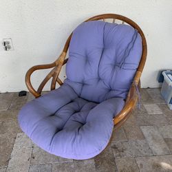 Vintage Boho Rattan Swivel Chair 