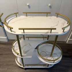 Beautiful Marble and Gold Bar Cart