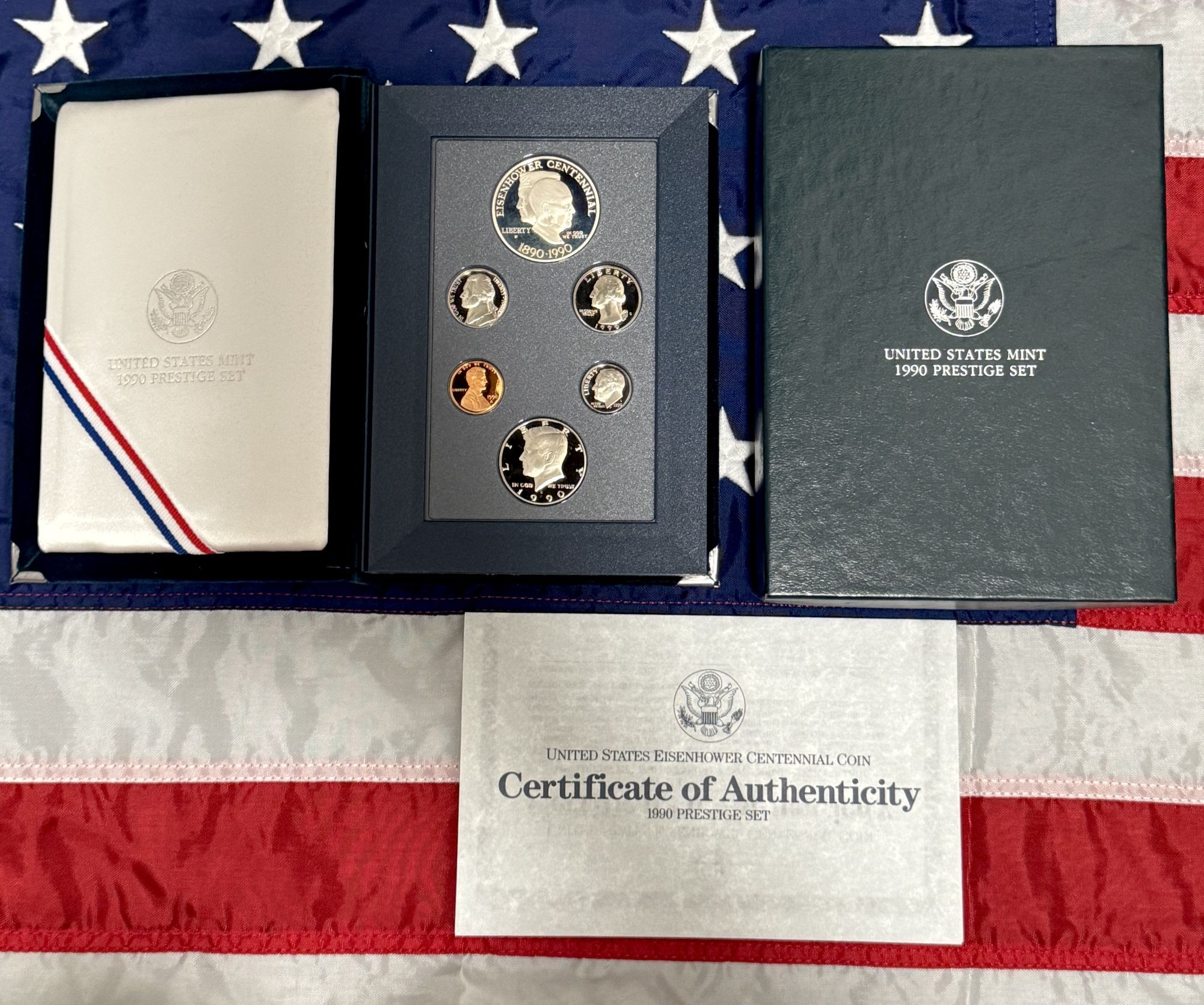 1990 Prestige Set. US Mint Proof Set W/Silver "Ike" Dollar