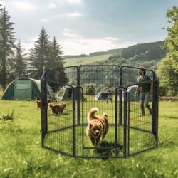 New In Box 6 Panels Heavy Duty Metal Playpen with door 39 37inchH Dog Fence Pet Exercise Pen for Outdoor Indoor