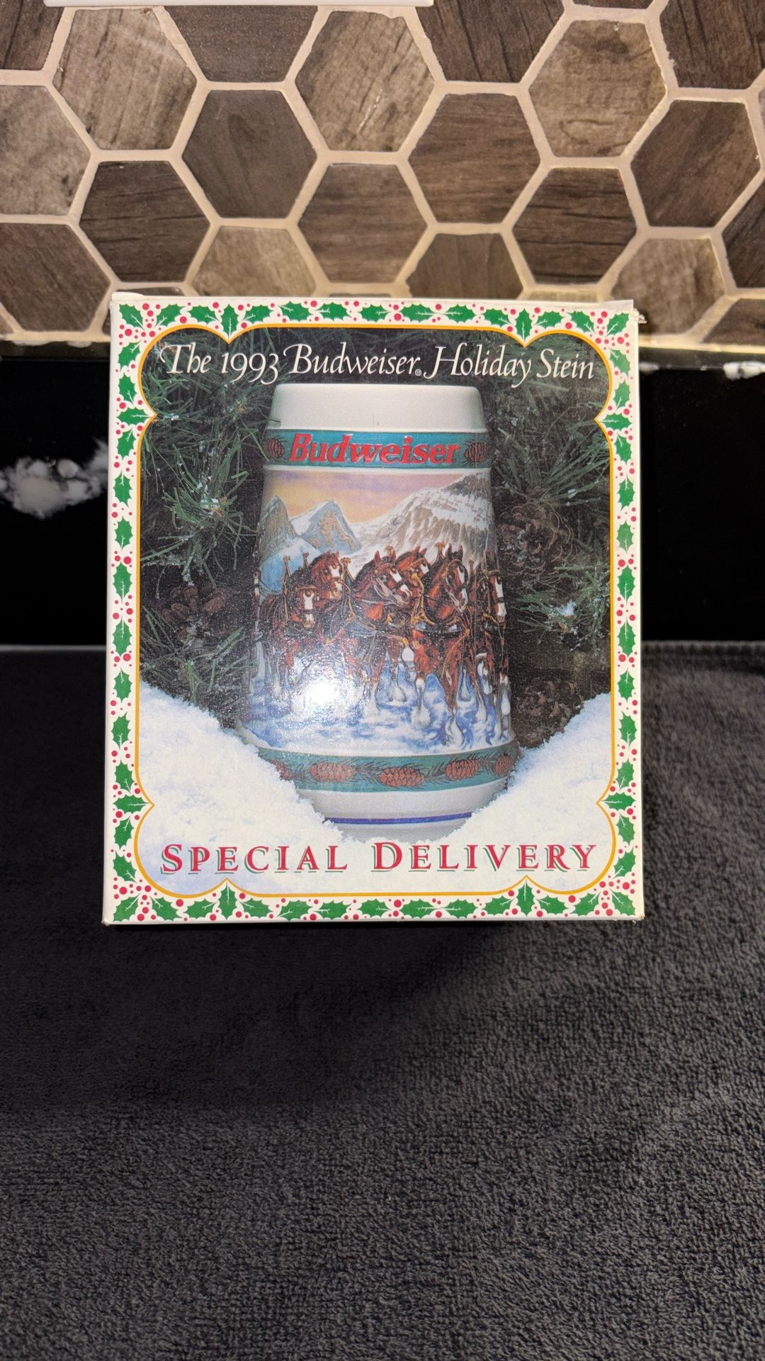 Special Delivery 1993 Budweiser Holiday Stein new in the box with certificate